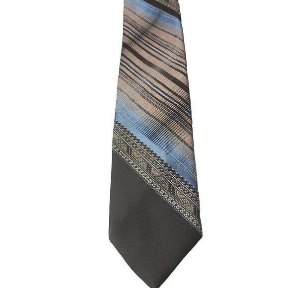 Oleg Cassini Mens Blue Brown Multicolor Abstract Necktie Professional Office - Picture 1 of 10